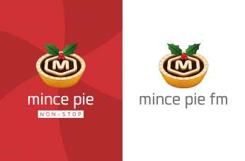 Mince Pie Non Stop and Mince Pie FM logos