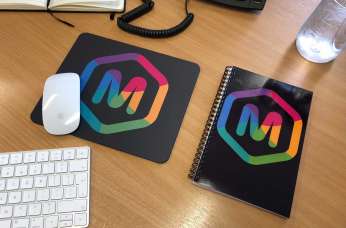 Minster FM mouse mat and notebook