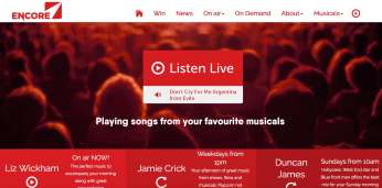 Encore Radio Website homepage