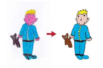 Poppy's original drawing, reworked into the logo