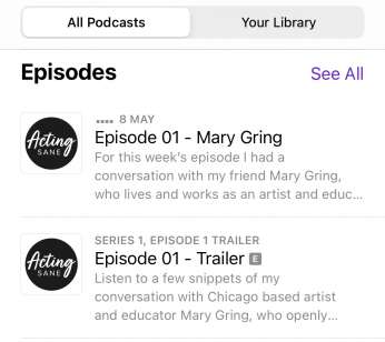 Acting Sane Podcast Search Results